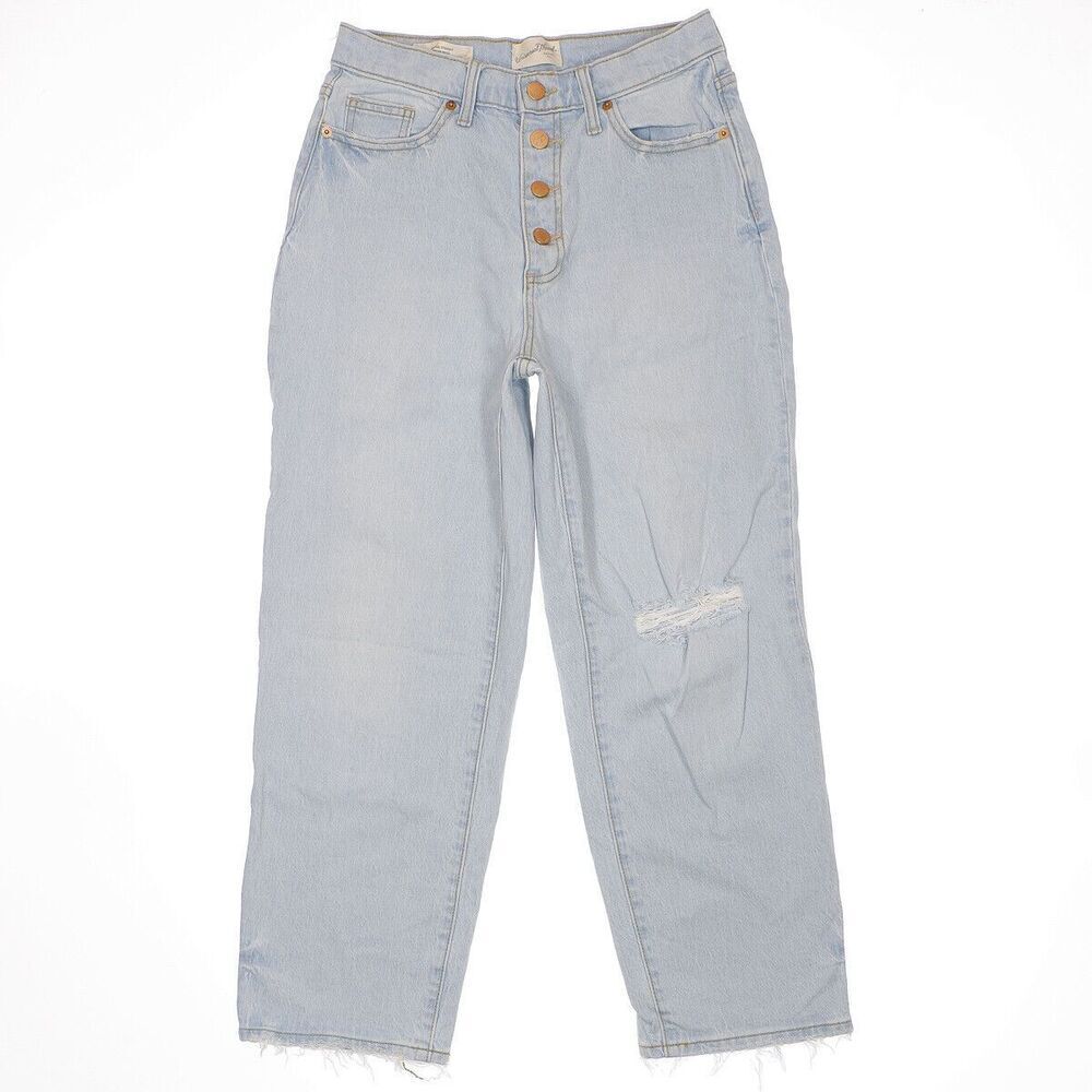 Universal Thread Womens Jeans 4 Vintage Straight Button Fly Distressed 26 x 24.5